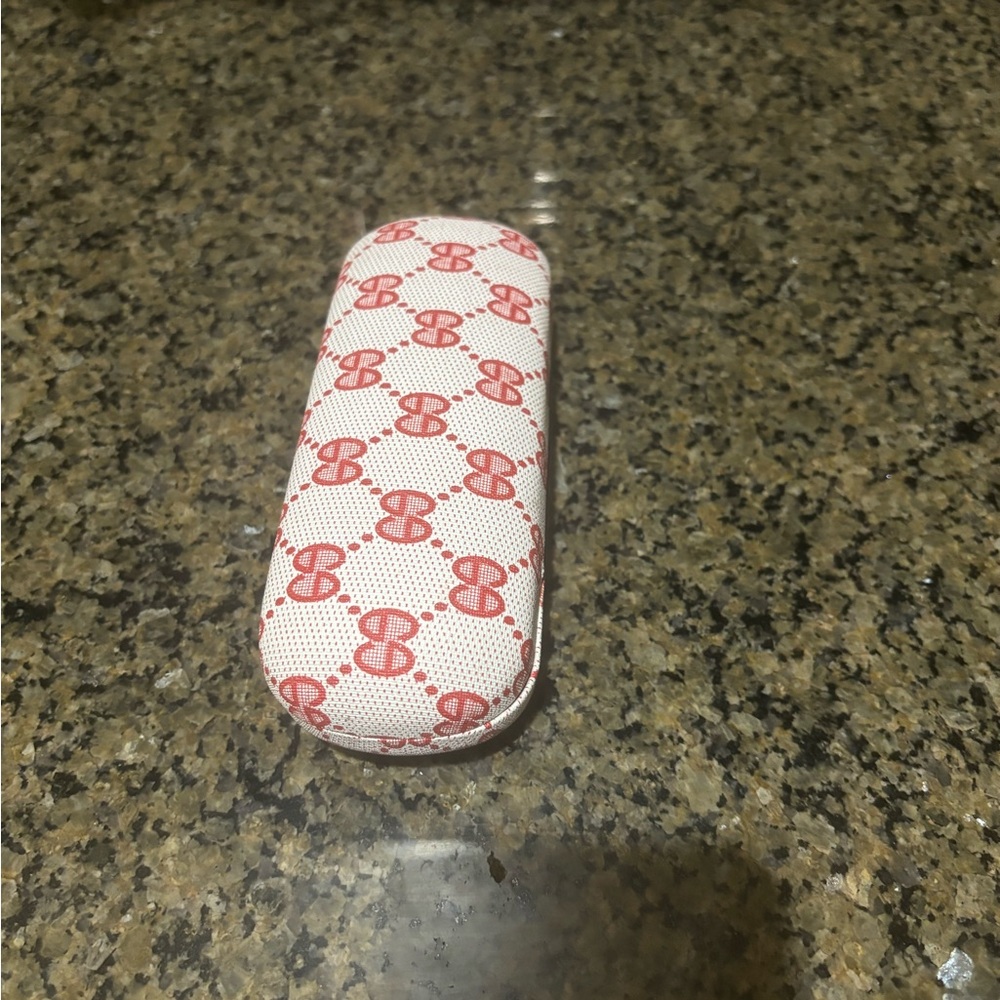 Gucci Red Logo Pattern Eyeglass Case - Picture 4 of 6